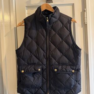 J. Crew Black Quilted Vest with Gold-Tone Hardware